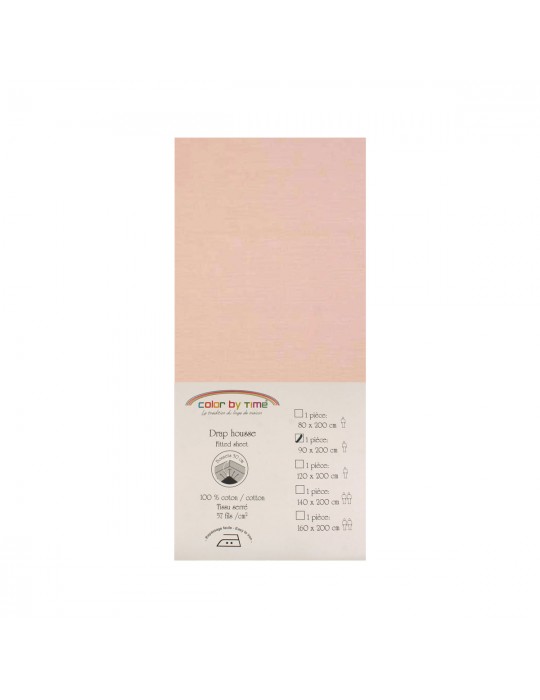 Drap housse 100 % coton 90 x 200 cm rose