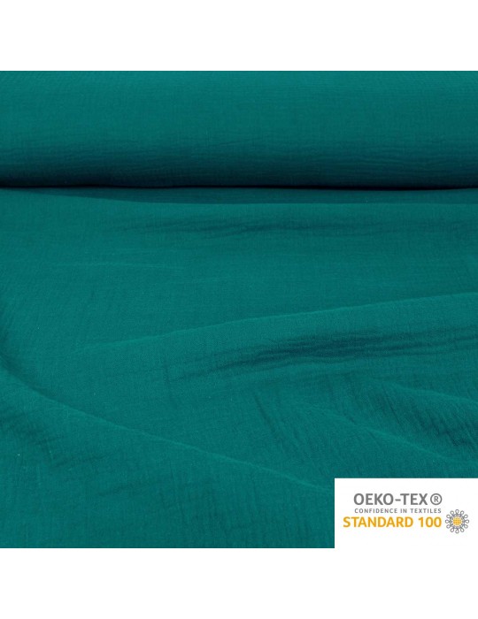 Tissu double gaze uni oeko-tex vert