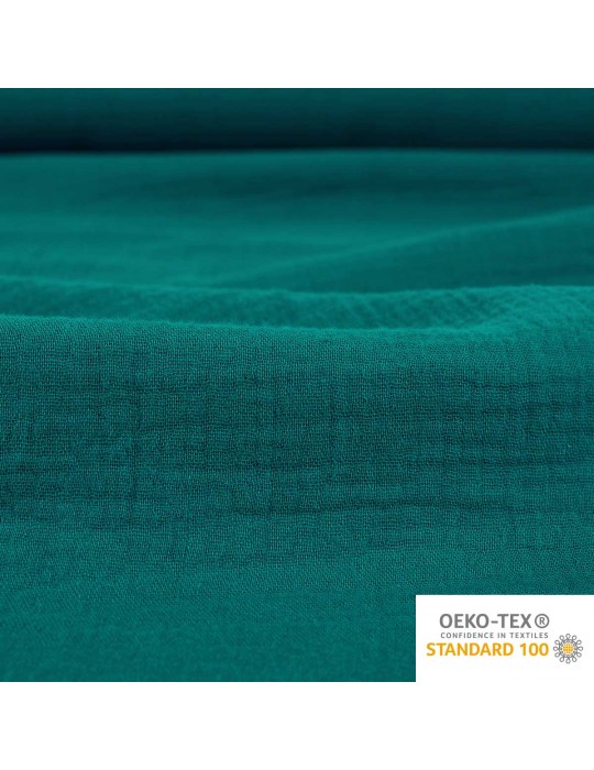 Tissu double gaze uni oeko-tex vert