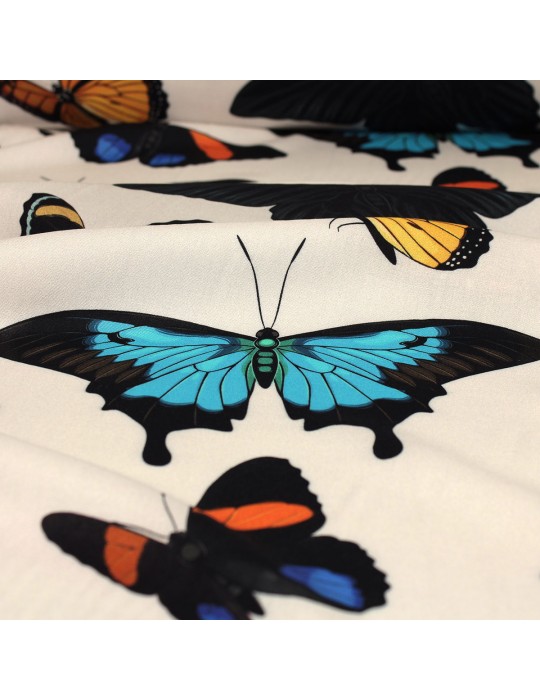 Tissu viscose imprimé papillons 140 cm multicolore