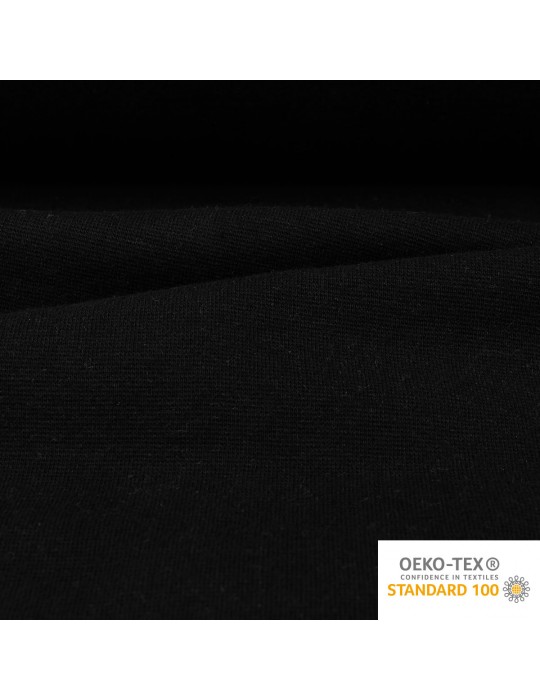 Tissu bord-côte tubulaire fin uni 35 cm noir