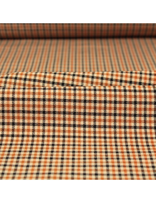 Tissu bengaline viscose petits carreaux orange