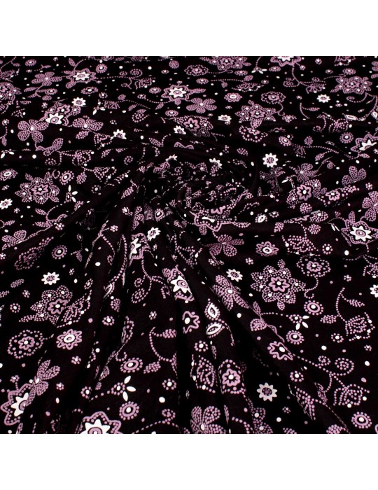 Tissu jersey imprimé fleurs noir