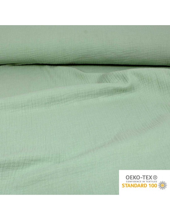 Tissu double gaze uni oeko-tex vert