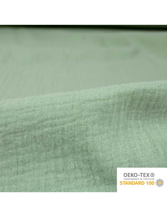 Tissu double gaze uni oeko-tex vert