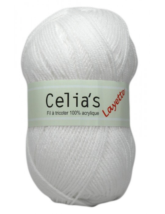 Lot de 2 pelotes de fil à tricoter Celia's layette blanc