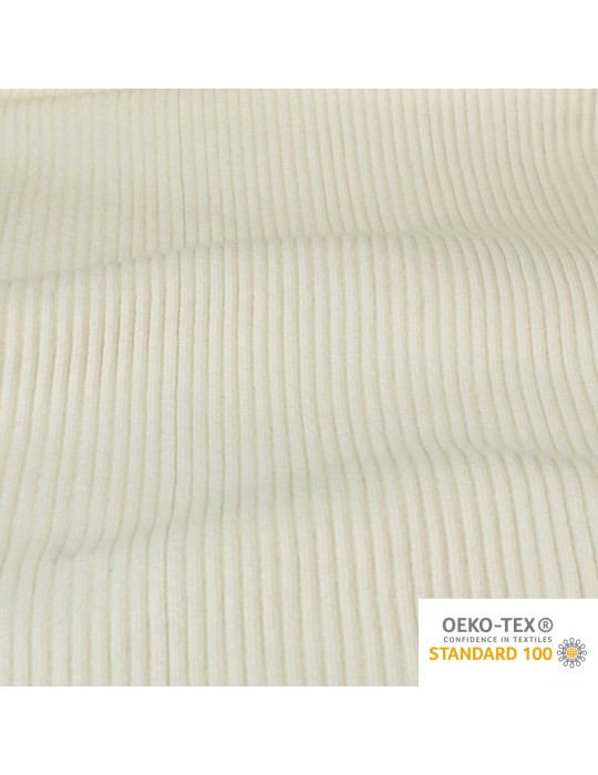 Tissu bord-côte tubulaire côtelé 35 cm oeko-tex ivoire