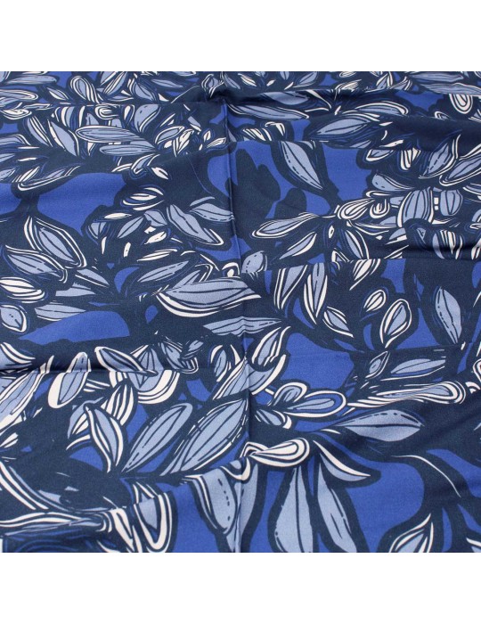 Coupon viscose végétal bleu 50 x 140 cm