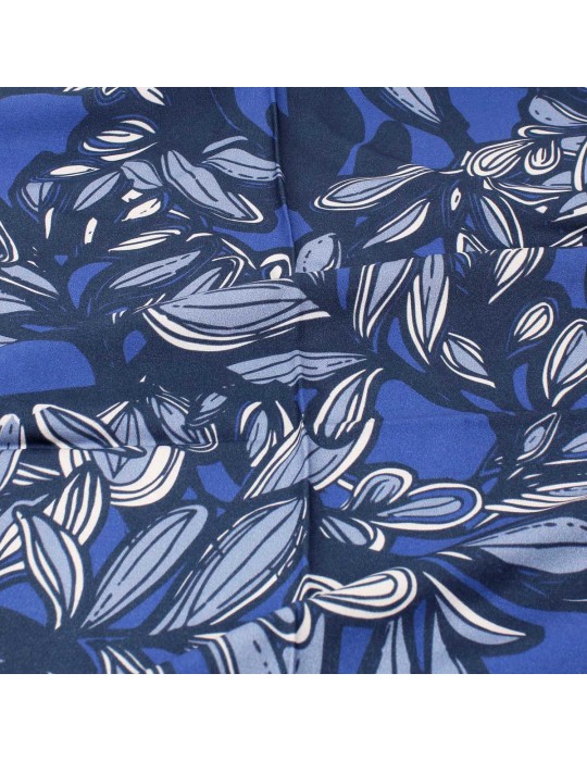 Coupon viscose végétal bleu 50 x 140 cm