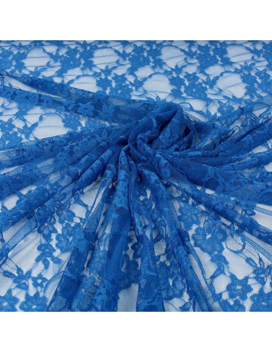 Tissu dentelle floral bleu royal