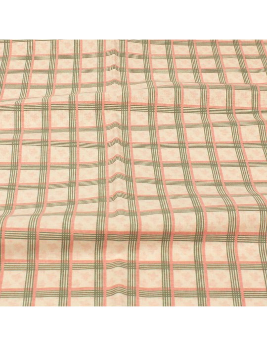 Coupon coton carreaux rose 50 x 145 cm