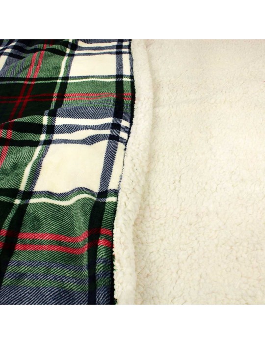 Plaid sherpa quadrillage bleu/vert 150 x 200 cm