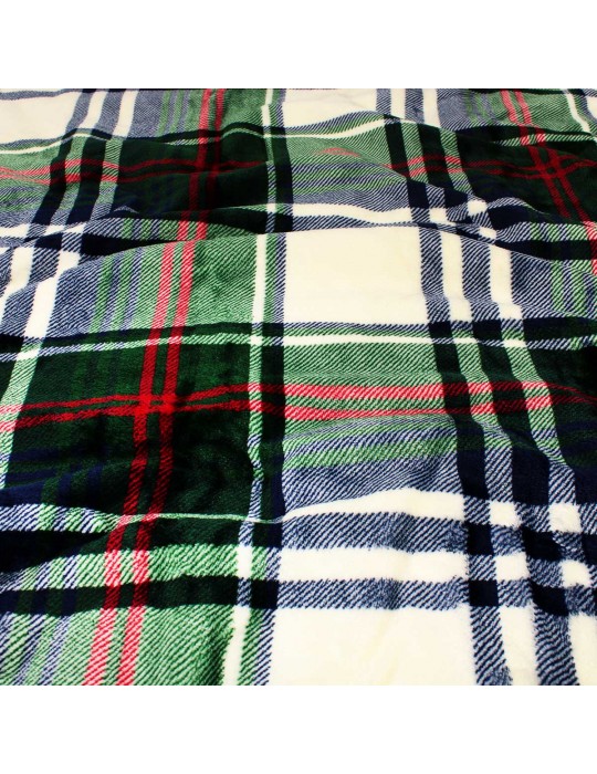 Plaid sherpa quadrillage bleu/vert 150 x 200 cm