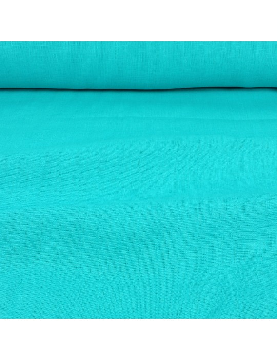 Toile lin unie turquoise