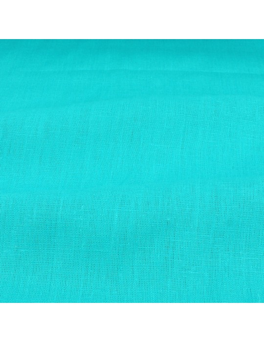 Toile lin unie turquoise