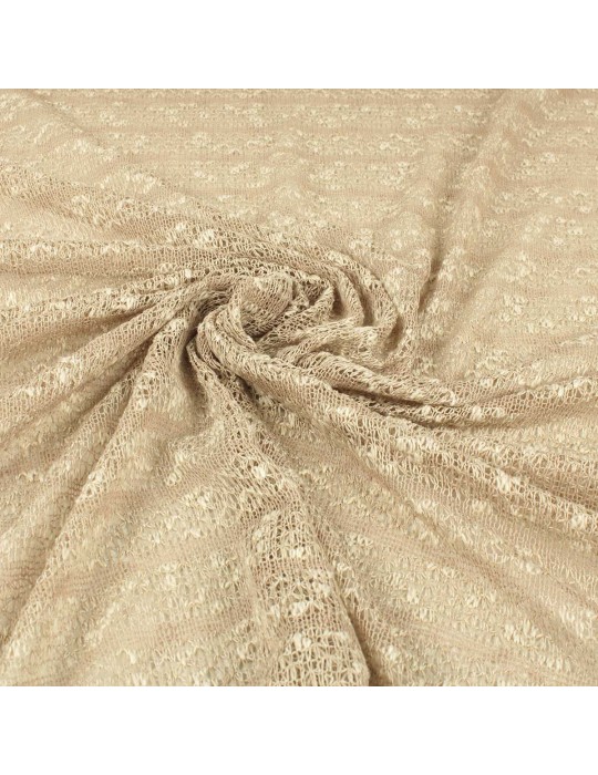 Tissu jersey maille beige/blanc