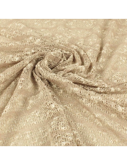 Tissu jersey maille beige/blanc