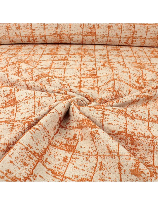 Tissu jacquard carrés orange