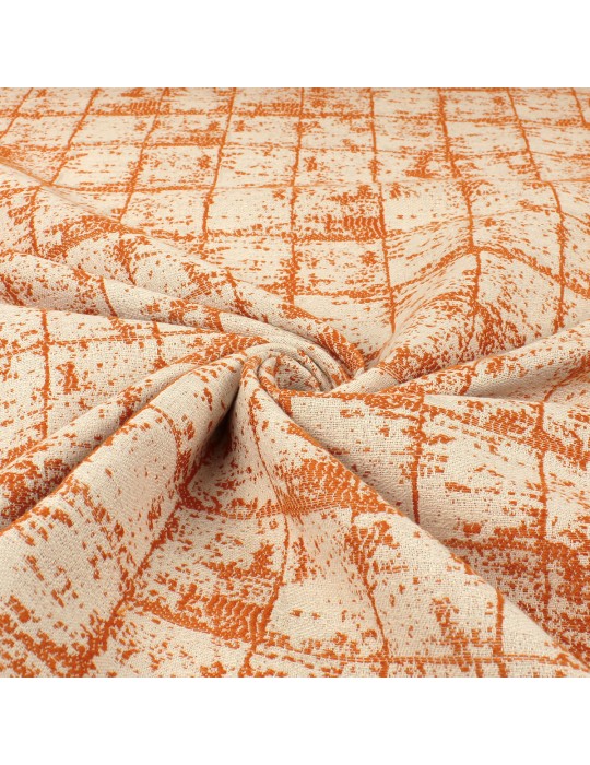 Tissu jacquard carrés orange