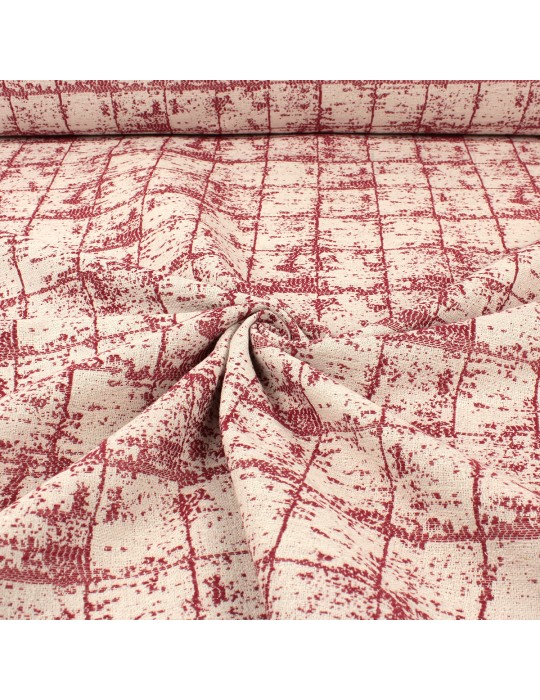 Tissu jacquard carrés rouge