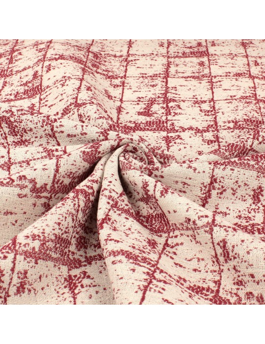 Tissu jacquard carrés rouge