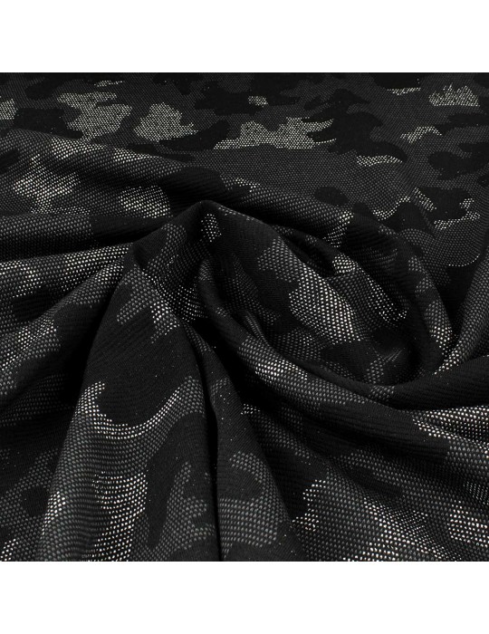Tissu jersey milano camouflage noir/argent