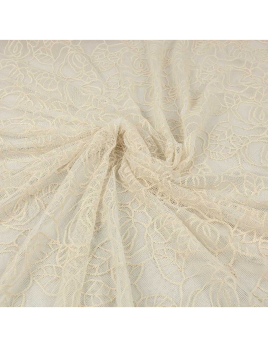 Tissu dentelle floral ivoire