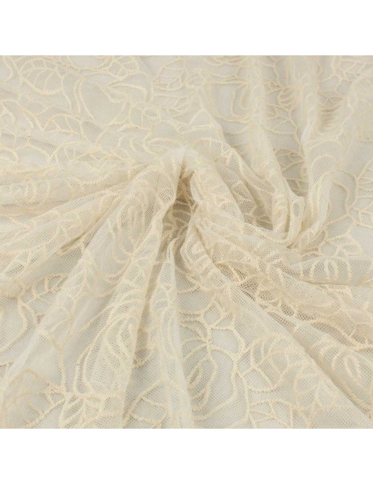 Tissu dentelle floral ivoire