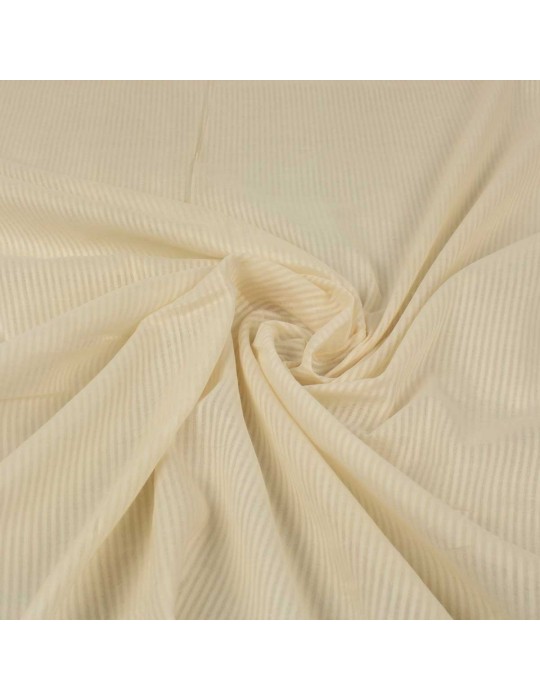 Tissu voile de coton rayure beige