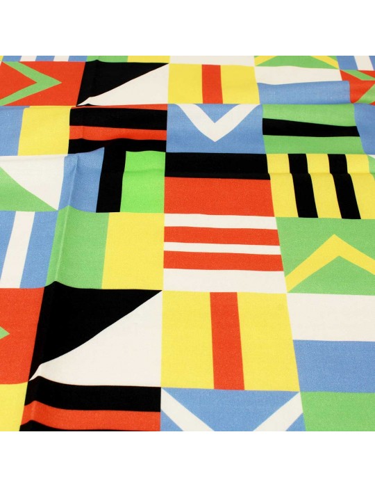 Coupon coton géométrique multicolore 50 x 140 cm