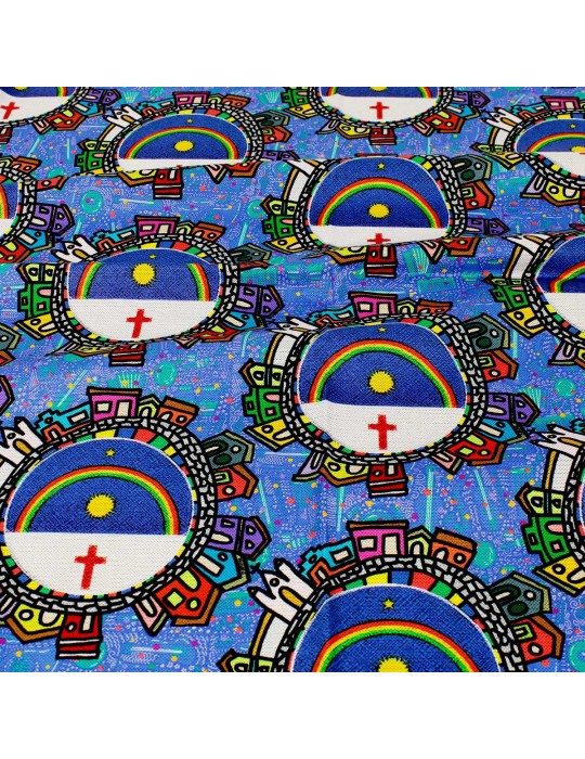 Coupon coton humanité multicolore 50 x 140 cm