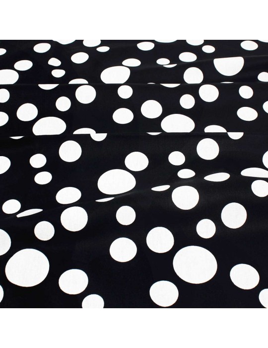 Coupon coton ronds blancs noir 50 x 140 cm
