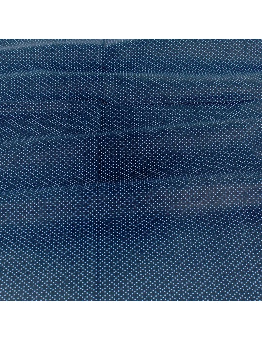 Coupon coton losanges/points marine 50 x 140 cm