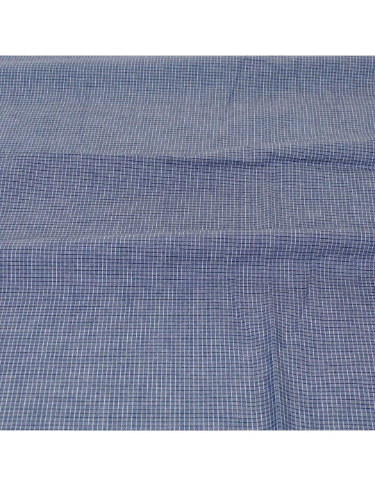 Coupon coton quadrillage fin bleu 50 x 140 cm