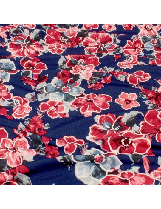 Tissu cycliste fleurs bleu marine