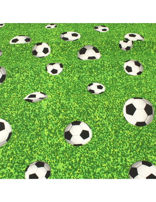 Coupon coton/polyester football vert 200 x 140 cm