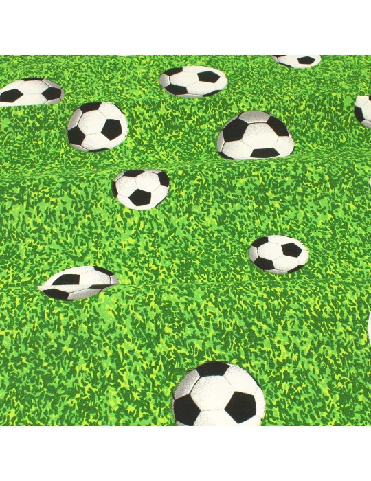 Coupon coton/polyester football vert 200 x 140 cm