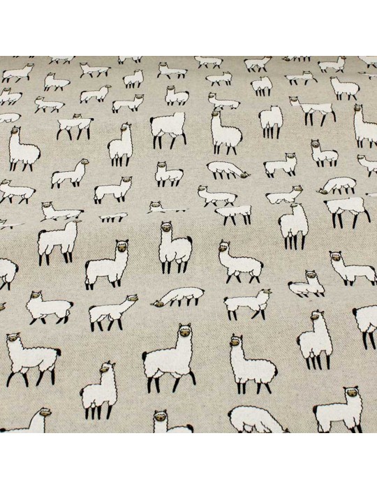 Coupon coton/polyester lama gris 50 x 150 cm