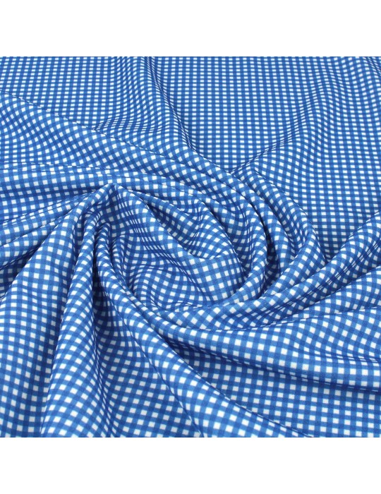Tissu jersey quadrillage bleu