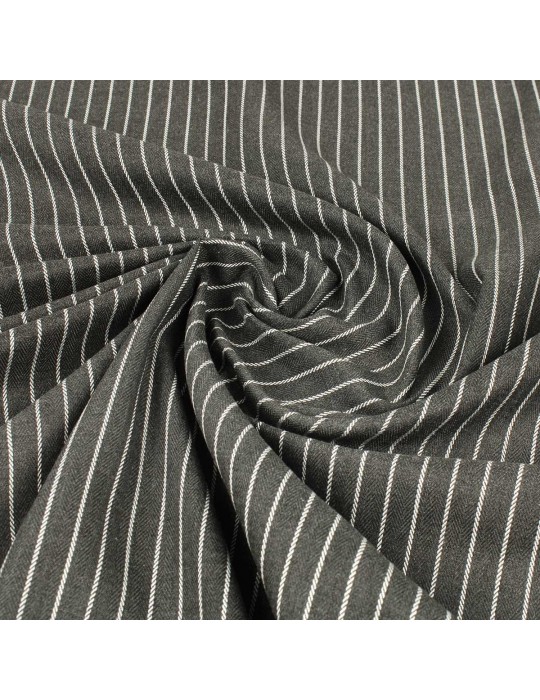 Tissu aspect laine rayé blanc/gris