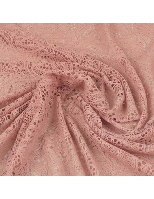 Tissu dentelle végétal rose