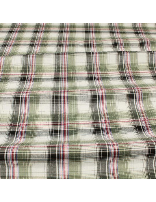 Tissu polyester carreaux vert/noir