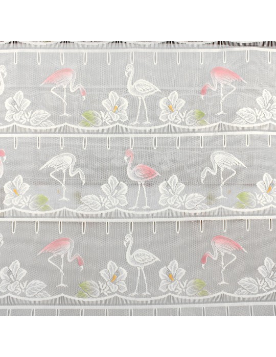 Voilage modulable flamants roses blanc 60 cm