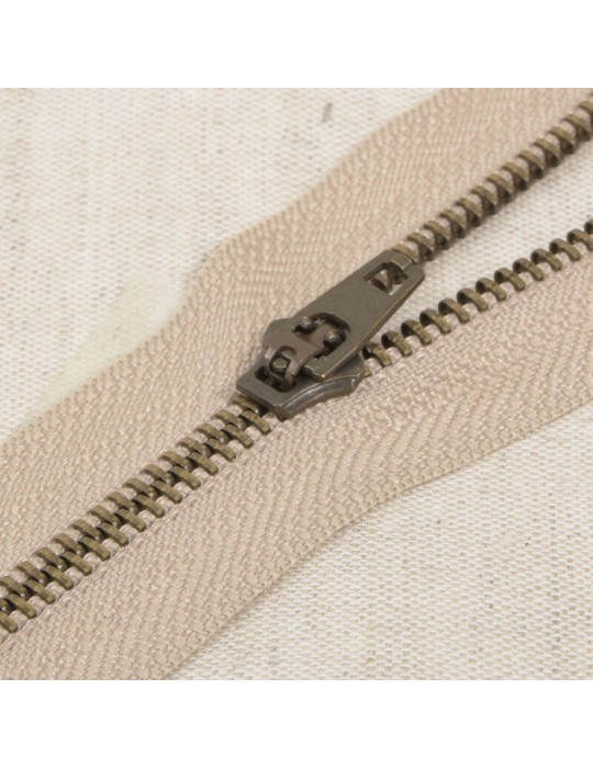 Fermeture en métal bronze non séparable 18 cm beige