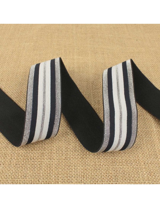 Elastique stripe métal noir/argent 40 mm