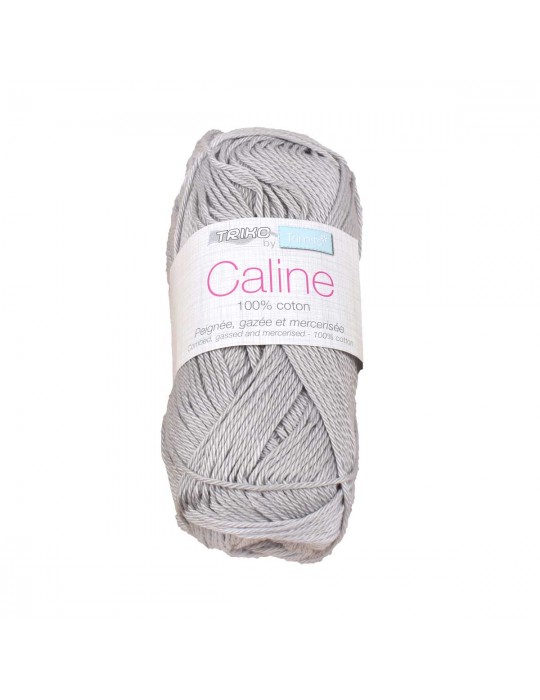 Pelote fil à tricoter caline 100 % coton gris