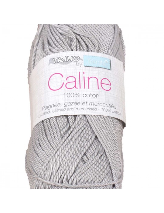 Pelote fil à tricoter caline 100 % coton gris