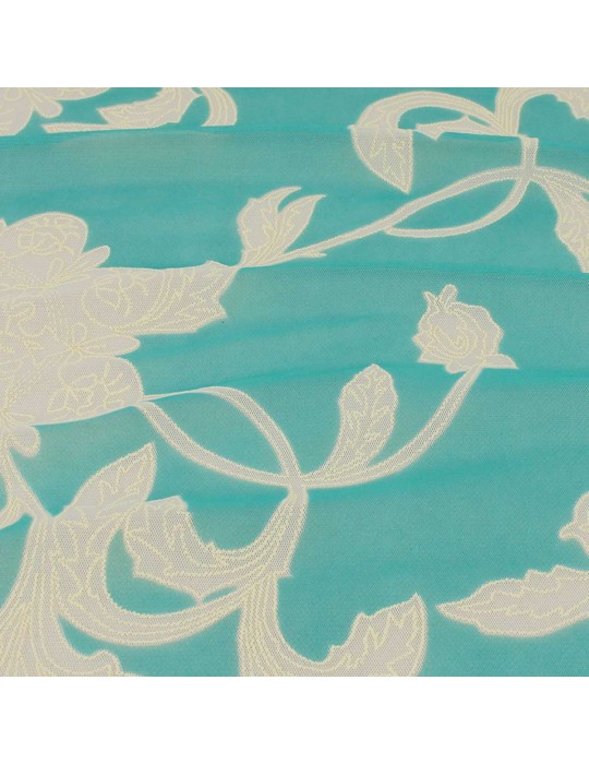 Tissu maille imprimé arabesque aqua