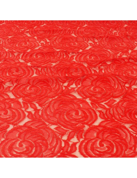 Tissu dentelle fleurs orange