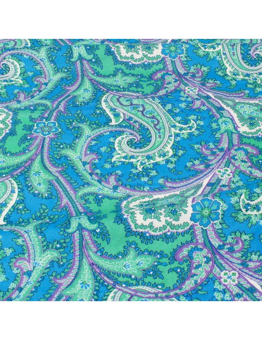 Tissu viscose paisley bleu/vert